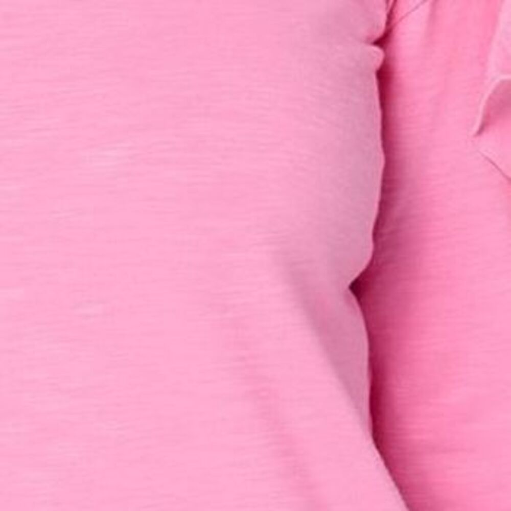 Maya J Women's Top Plus Sz 1X Slub Knit Femi Ruffle Sleeve Pink A677100 - Picture 2 of 4